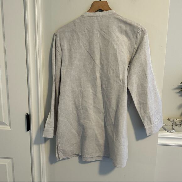 Chico’s Gray Linen Cotton Diamond Embellished Top Blouse 1 Medium - Picture 5 of 13